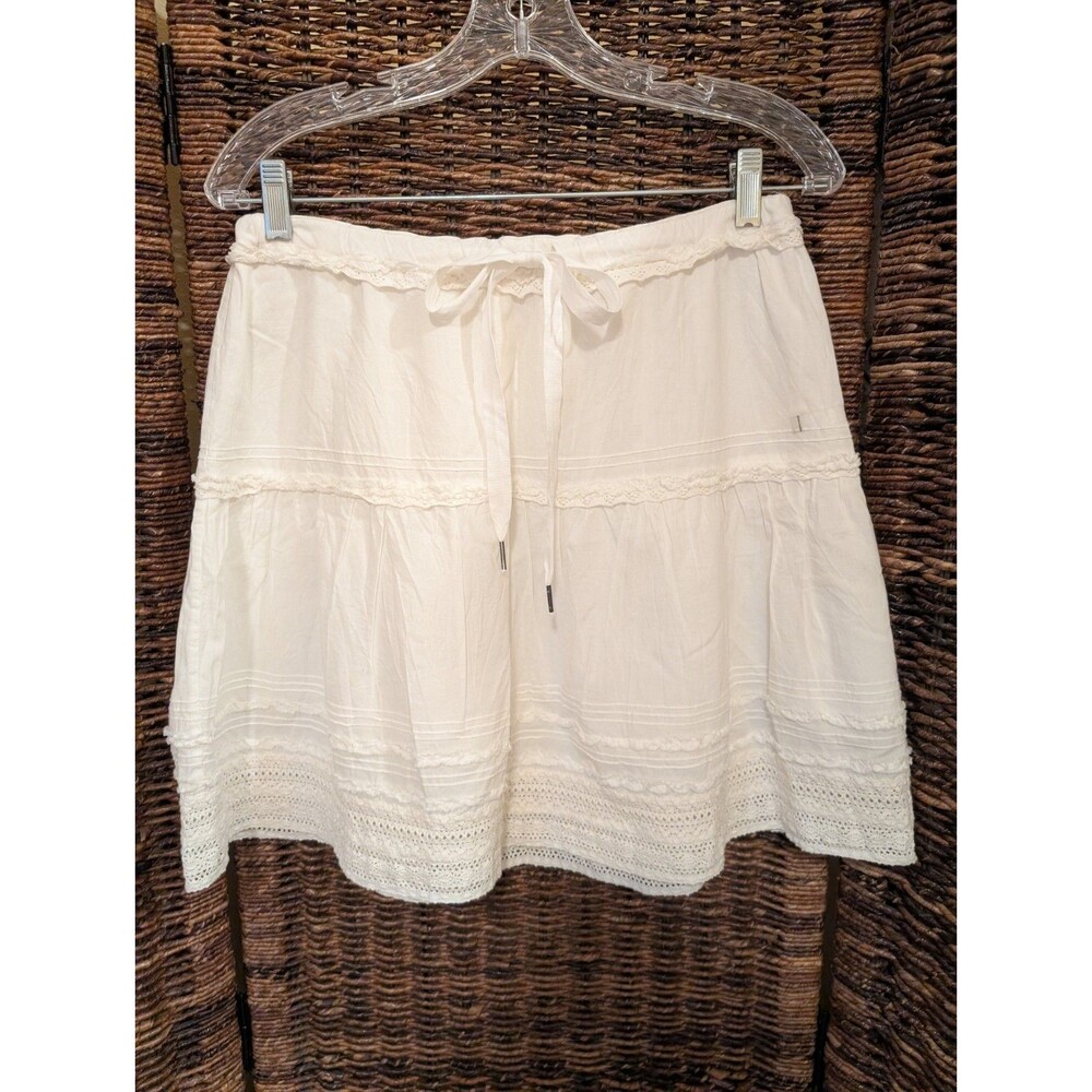 NWT Abercrombie Fitch Y2K Crochet Lace Mini Skirt Medium White Western Coquette
